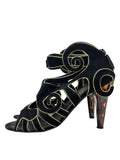 Chanel Black Suede, Byzantine Inspired Heels, Pre-Fall '11, Size 37.5 EU /  US 7.5