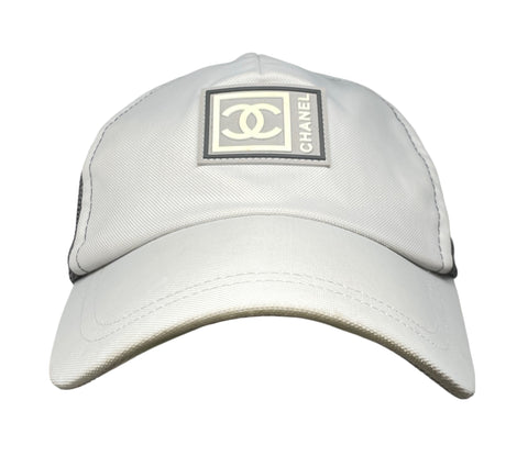 Chanel Grey Sport Cap with Rubber Logo, Size M