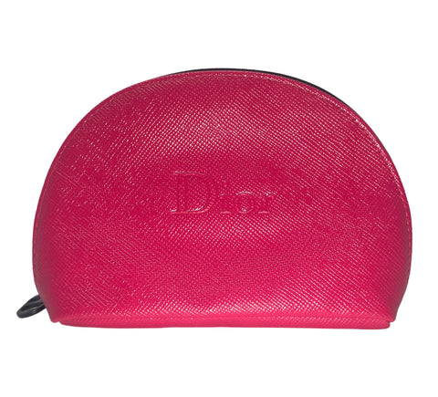 Christian Dior Fuchsia Makeup Bag with CD Zip-pull