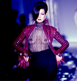 Thierry Mugler, Maroon Vinyl Spiked Dress with Sleeves, 'Music Hall', FW 1990-91, Size 2 US