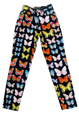 Versace Jeans Signature Label Butterfly Print Jeans, SS95, 22-23" W