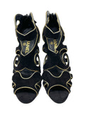 Chanel Black Suede, Byzantine Inspired Heels, Pre-Fall '11, Size 37.5 EU /  US 7.5