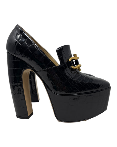 Bottega Veneta ‘Madame’ Pump in Black Moc-Croc, FW22, 39 EU / US 9