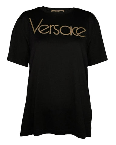 Versace 1978 Gold Logo Tee, Tribute SS18, Size US 6