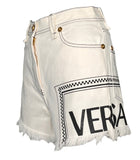 Versace Logo White, Denim Cut-off Shorts, SS19, 25" W