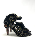 Chanel Black Suede, Byzantine Inspired Heels, Pre-Fall '11, Size 37.5 EU /  US 7.5