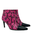 Chanel CC Logo Magenta Leather Ankle Boots, AW00, 35.5 EU