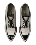 Chanel Black and Grey Tuxedo Leather Oxfords, EU 36.5 / US 6.5