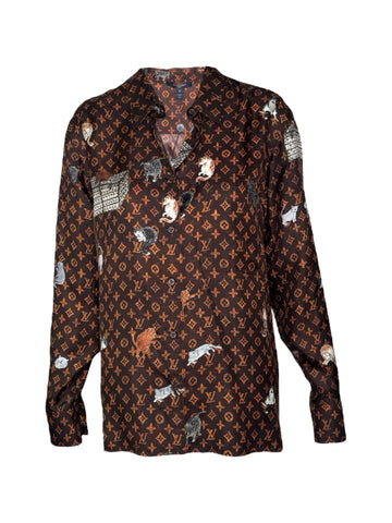 Louis Vuitton x Grace Coddington Silk Button Up Shirt, 2019, 38 T / US 4